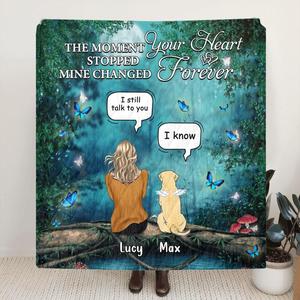 Custom Personalized Memorial Pet Quilt/ Fleece Blanket - Adult/ Couple With Upto 5 Pets - Memorial Gift Idea For Cat/ Dog Lover - The Moment Your Heart Stopped Mine Changed Forever Cheap Sale Tumblr