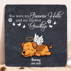 Custom Personalized Memorial Pet Square Lithograph - Memorial Gift Idea For Dog/ Cat Lover - You Were My Favorite Hello And My Hardest Goodbye Nicekicks