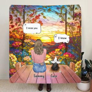 Custom Personalized Memorial Pet Single Layer Fleece/ Quilt Blanket - Upto 3 Pets - Memorial Gift Idea For Dog/Cat/Rabbits Owners - I Miss You Shop Offer