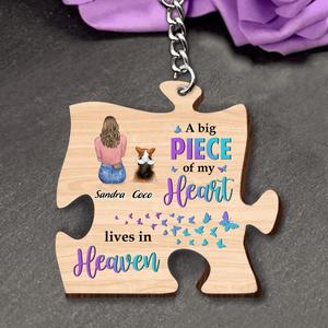 Custom Personalized Memorial Pet Wooden Keychain - Upto 2 Pets - Gift Idea For Dog/Cat Lovers - A Big Piece Of My Heart Lives In Heaven Free Shipping Sast