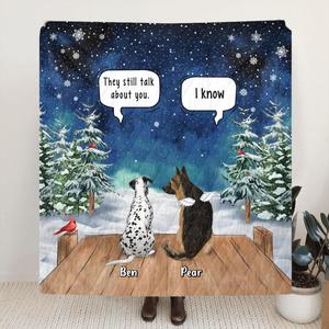 Custom Personalized Memorial Pet Quilt/Single Layer Fleece Blanket/Pillow Cover - Upto 5 Pets - Memorial Gift Idea For Dog/Cat Lovers - They Still Talk About You Sale 100% Guaranteed