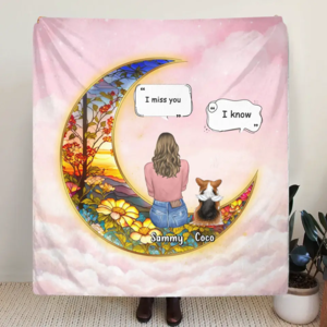 Custom Personalized Memorial Pet Single Layer Fleece/Quilt Blanket - Upto 3 Dogs/Cats/Rabbits - Memorial Gift Idea for Pet Owners Free Shipping Sast