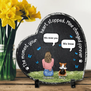 Custom Personalized Memorial Pet Slate Heart Plaque - Memorial Gift for Dog/Cat/Rabbit Lover - Up to 4 Pets - The Moment Your Heart Stopped Mine Changed Forever Buy Cheap Pay With Paypal