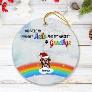 Custom Personalized Memorial Pets At Rainbow Bridge Ornament - Upto 5 Pets - Memorial Gift For Dog Lovers/Cat Lovers - You Were My Favorite Hello And My Hardest Goodbye Clearance Exclusive