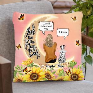 Custom Personalized Memorial Pet Sunflower Pillow Cover/ Fleece/Quilt Blanket - Memorial Gift Idea For Dog/Cat Lover - Adult/Couple With Upto 4 Pets - I Love You To The Moon & Back Cheap Manchester