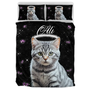 Custom Personalized Memorial Pet Quilt Bed Set - Custom Pet Portrait - Memorial Gift Idea For Dog/Cat Lover Limited Edition Cheap Pice