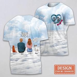 Custom Personalized Memorial Pets AOP T-shirt - Couple/ Adult With Upto 3 Pets - Memorial Gift For Dog/Cat Lover Best Seller