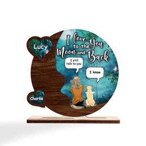 Custom Personalized Memorial Pet Plaque - Upto 4 Pets - Memorial Gift For Dog/Cat Lover - I Love You To The Moon And Back Cheap Pice Store