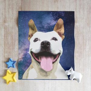 Personalized Pet Photo Portrait Blanket, Your Pet On A Blanket, Custom Pet Blanket With Credit Card Cheap Pice