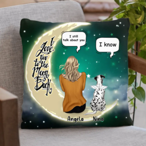 Custom Personalized Memorial Pet Pillow Cover/Quilt/Single Layer Fleece Blanket - Upto 4 Pets - Memorial Gift for Christmas/Dog/Cat/Rabbit Owners - I Love You To The Moon & Back Good Selling Sale Online