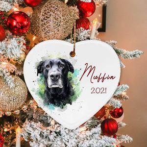 Personalized Photo Dog Watercolor Heart Ornament, Gifts For Dog Lovers, Dog Christmas Ornament, Personalized Pet Gift, Painting from Photo, Pet Memorial Cheap Sale Brand New Unisex