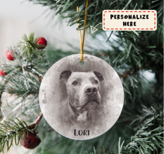 Personalized Pet Photo Ornament Gift, Custom Watercolor Pet Ornament, Pet Memorial For Animal Lovers Get To Buy Sale Online