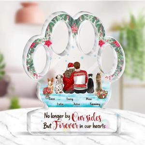 Custom Personalized Christmas Paw Acrylic Plaque - with up to 4 Dogs - Gift Idea For Couple/ Dog Lover - No Longer By Our Sides But Forever In Our Hearts Cheap Sale New