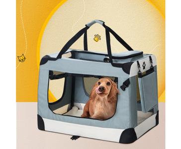 PORTABLE DOG CRATE CARRIER - LIGHT GREY Free Shipping Eastbay