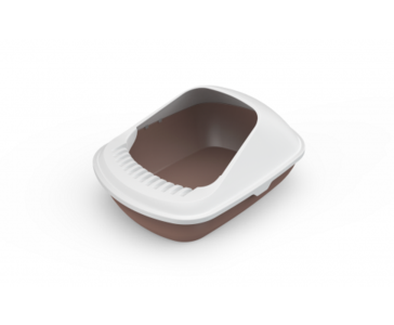 Semi-Enclosed Cat Litter Box Tray With Shovel - Brown Under 70 Dollars