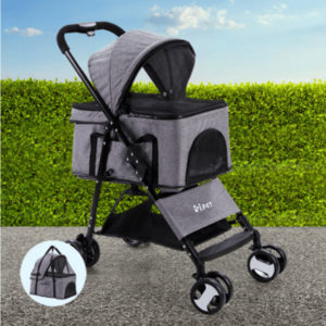 Pet Stroller Dog Carrier Foldable Pram 3 IN 1 Middle Size Grey Best Store To Get Sale Online