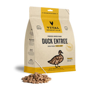 Vital Essentials Duck Mini Nibs Freeze Dried Dog Food, 5.5oz | 14oz | 25oz Excellent