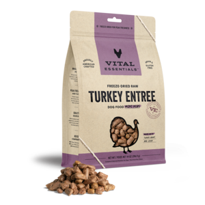 Vital Essentials Turkey Mini Nibs Freeze Dried Dog Food, 5.5oz | 14oz | 25oz Low Pice For Sale