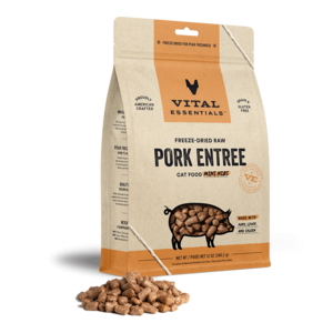 Vital Essentials Pork Mini Nibs Freeze Dried Cat Food, 8oz | 12oz Sale Cheap Online