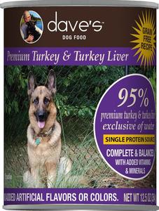 Dave's Premium Turkey & Turkey Liver 95% Meat Canned Dog Food Cheap Outlet Store