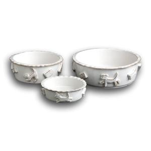 Medium Dog Food/Water Bowl - French White Buy Cheap Low Shipping Fee