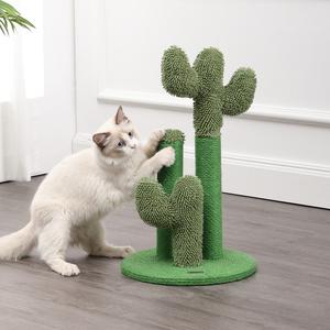 Marfa Modern Jute Triple-Cactus Cat Scratching Post with Fuzzy Toy Cheap Sale Best Pices