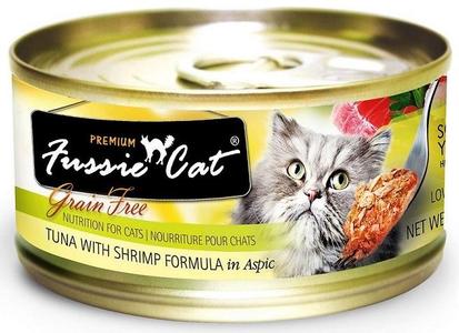 Fussie Cat Premium Tuna with Shrimp Formula in Aspic Canned Food Clearance Very Cheap