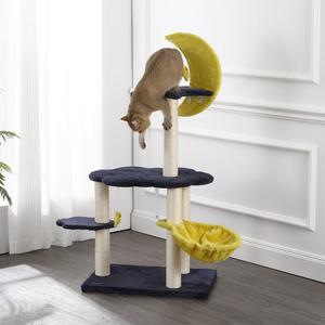 Aurora Three-Tier Modern Sisal Moon And Stars Cat Tree with Scratching Posts View Cheap Online