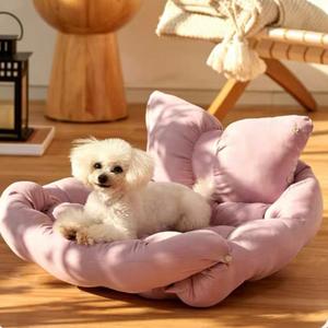 All-Season Dog & Cat Cotton Bow-Tie Bed - Pink Sale For Nice