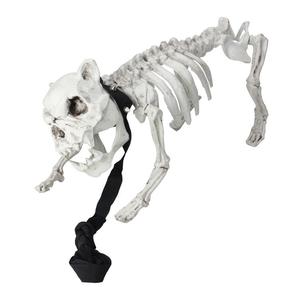 16" Gray and Black Dog Skeleton on Leash Outdoor Halloween Decor Newest Online
