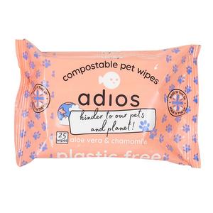 Adios Compostable Pet Wipes - 25 Wipes Aloe Vera & Chamomile Best