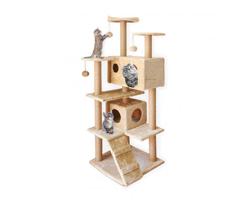 150cm Plush Cat Condo Cat Tree - Beige The Cheapest Cheap Pice