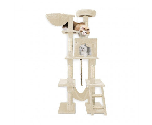 155cm Plush Cat Condo Cat Tree - Beige Huge Surprise Cheap Pice