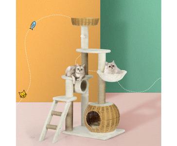 138cm Rattan Cat Scratcher with Ladder Free Shipping For Cheap