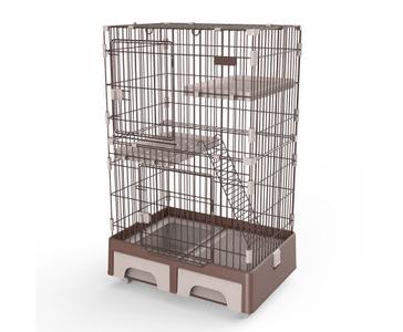 134cm 3 Level Pet Cage House With Litter Tray And Storage Box - Brown Buy Cheap Best Sale