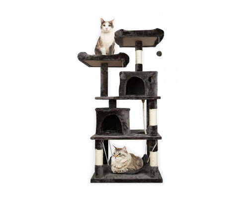 145cm Plush Cat Condo Cat Tree - Dark Grey Sale Visit