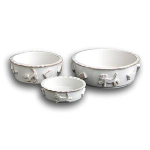 Large Dog Food/Water Bowl - French White Buy Sale Online