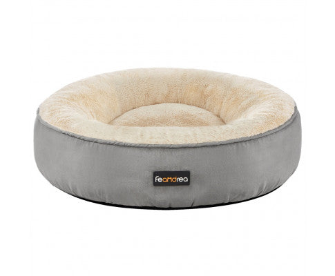 50cm Dog Sofa Bed Round Shape Fabric - Light Grey Quality Free Shipping For Sale