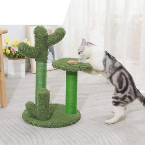 55cm Cat Scratching Post / Tree / Pole - Green Cactus & Flower Cheap Fashionable