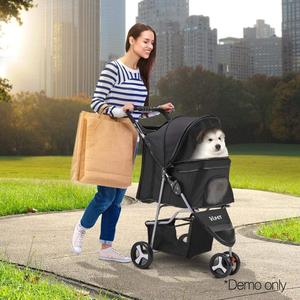 3 WHEEL DOG & CAT STROLLER - Black Authentic