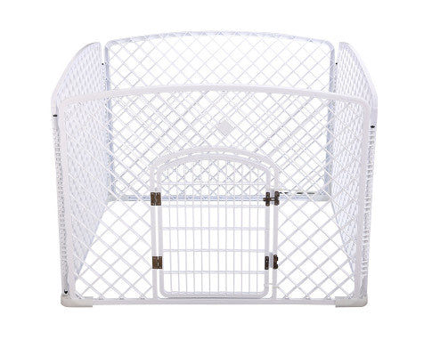 4 PANELS FOLDABLE PLASTIC DOG FENCE WITH GATE Clearance Big Sale