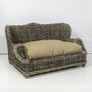 Classic Mediterranean Handwoven Rattan Dog Daybed with Machine-Washable Cushion Discount Sale Online
