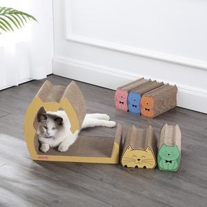 Kazoku Modern Cardboard 5-in-1 Family Cat Cave Scratcher with Catnip and Pull-Out Design Cheap Pice Wholesale Pice