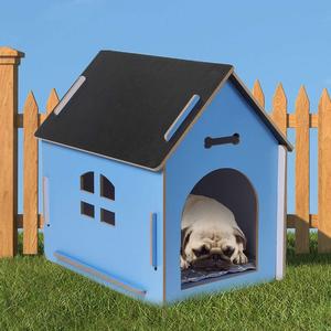Wooden Indoor Dog House - Blue Free Shipping Official
