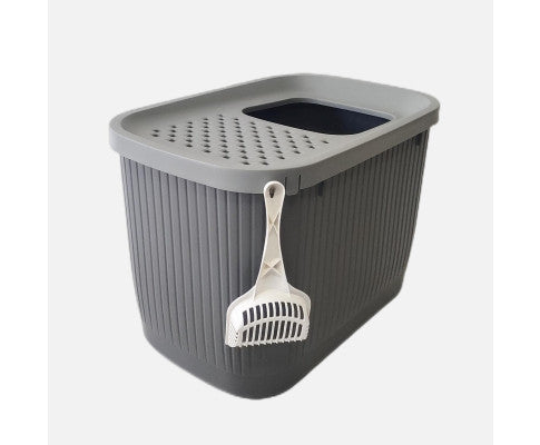 XXL Top Entry Cat Litter Box Kitty Tray - Grey Discount Authentic