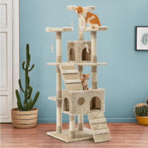 Triple Perch High Rise Cat Scratching Post / Tree / Pole - Beige Outlet Cheap Pices