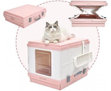 XL Foldable Cat Litter Box with Handle and Scoop - Pink Good Selling Cheap Online