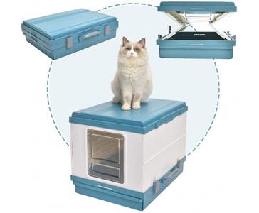 XL Foldable Cat Litter Box with Handle and Scoop - Blue Clearance Cheap Real