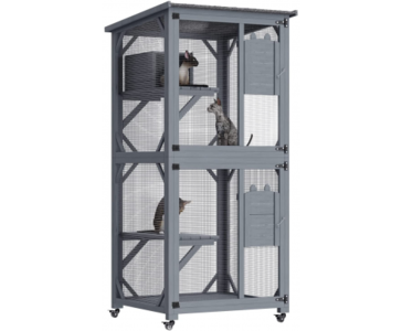 Wooden Cat Shelter Condo with Escape Door Buy Authentic Online