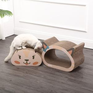 Opal Modern Cardboard Happy Cat Head Two-in-1 Cat Cave Scratcher with Built-In Bell Toys and Catnip Cheap Sale Free Shipping